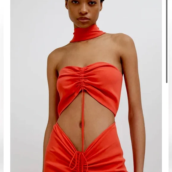 NWT Christopher Esber Reversed halter disconnect ruched dress - Picture 2 of 9